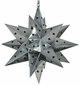 Large Natural Tin Star Light with Colored Marbles 20 in Dia.