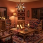 Large Natural Tin Star Light with Colored Marbles 20 in Dia.