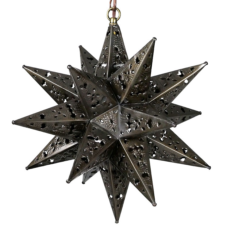 Large Ornate Tin Star Fixture | Mexican Hanging Star Light