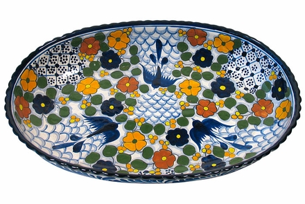 Large Oval Bougainvillea Talavera Serving Bowl