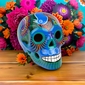 Large Painted Ceramic Sugar Skull
