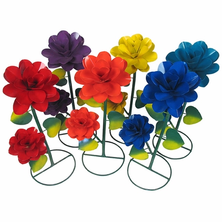 Large Painted Metal Garden Flowers