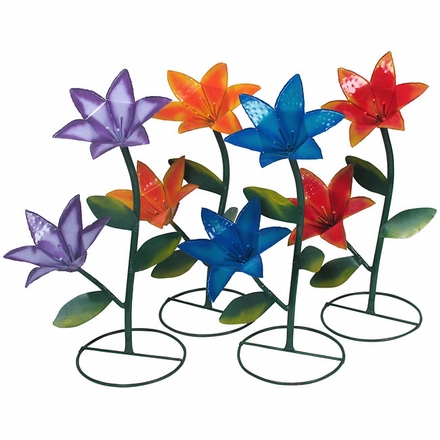 Large Painted Metal Lilies - Garden Sculptures