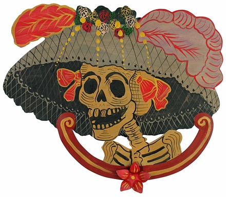 Large Painted Tin Catrina Wall Decoration