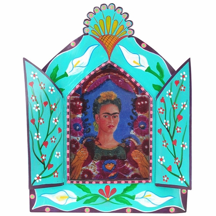 Large Painted Tin Nicho with Frida Kahlo Print