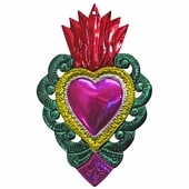 Large Painted Tin Scalloped Heart Ornaments - Box of 2