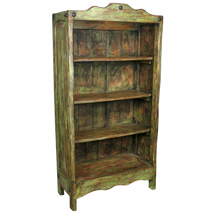 Large Painted Wood Santa Fe Bookcase Green
