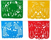 Large Plastic Picado Banners Day of the Dead - Set of 2