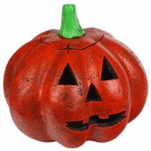 Large Rustic Painted Clay Pumpkin Jack o Lantern