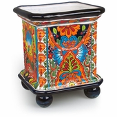 Large Talavera Ball Footed Square Planter