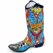 Large Talavera Cowboy Boot Vase