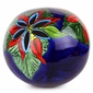 Large Talavera Poinsettia Luminary Globe with Christmas Tree Cutouts