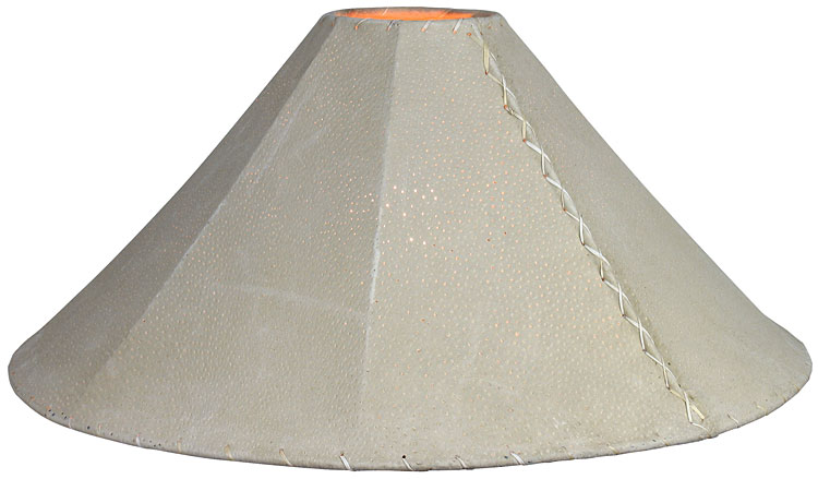 Large White Pigskin Lamp Shade - Rustic Lighting