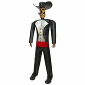 72" Tall Painted Metal Catrin Skeleton Sculpture