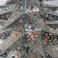 Lighted Natural Punched Tin Star Christmas Tree with Colored Marbles