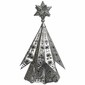 Lighted Punched Tin Fluted Christmas Tree with Marbles - Natural Tin