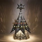 Lighted Punched Tin Fluted Christmas Tree with Marbles - Natural Tin