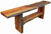 Long Mesquite Slab Sofa Table with Turquoise Inlay