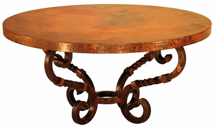 Margarita Round Iron Base Coffee Table with Copper Top