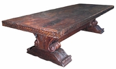 Massive Distressed Mesquite Carved Dining Table