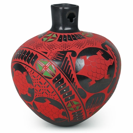 Mata Ortiz Black and Red Mimbres Style Vase