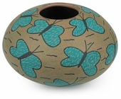 Mata Ortiz Blue Butterfly Short Vase