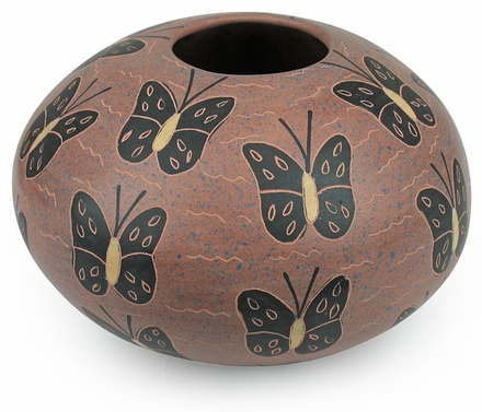 Mata Ortiz Butterfly Short Vase