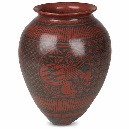 Mata Ortiz Native Design Red Vase