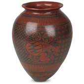 Mata Ortiz Native Design Red Vase
