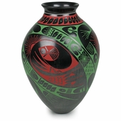 Mata Ortiz Native Movement Vase Red and Green