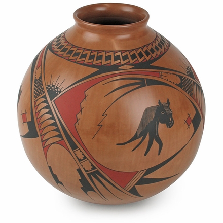 Mata Ortiz Pottery Abstract Horse Vase
