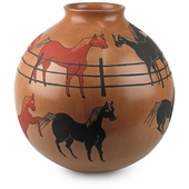Mata Ortiz Pottery Red and Black Horse Vase