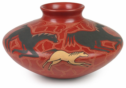 Mata Ortiz Pottery Running Horse Vase