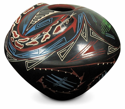 Mata Ortiz Southwest Raised Snake Pot