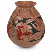 Mata Ortiz Textured Vase with Gecko and Southwest Designs
