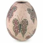 Mata Ortiz White Clay Butterfly Vase