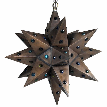 Medium Aged Tin Star Light with Marbles