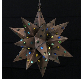 Medium Aged Tin Star Light with Marbles