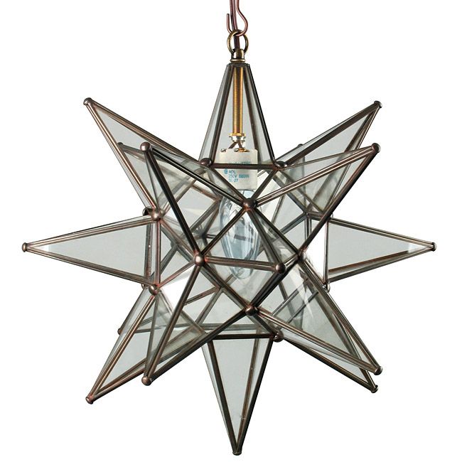 Clear Glass Aged Tin Star Fixture