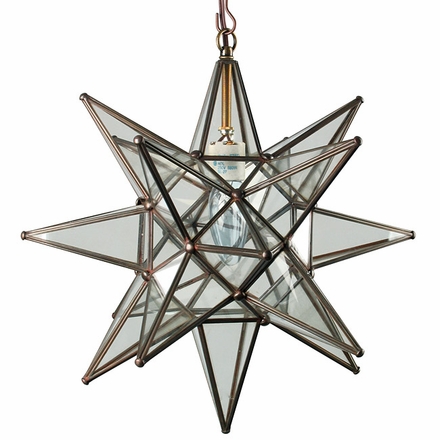 Medium Clear Glass Aged Tin Star Fixture