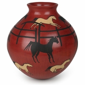 Medium Mata Ortiz Running Horses Pot