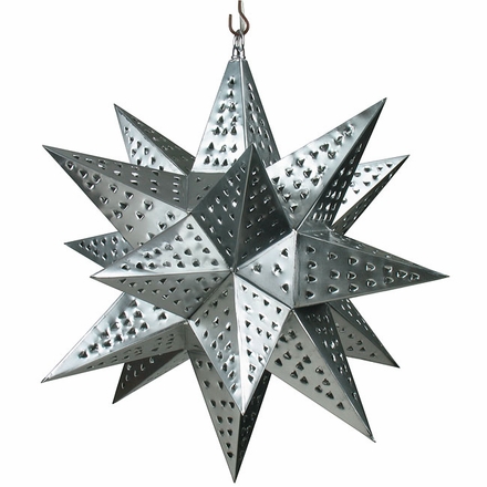 Medium Natural Tin Star Light Fixture - 16