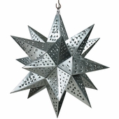 Medium Natural Tin Star Light Fixture - 16" Dia.