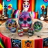 Medium Painted Ceramic Sugar Skull
