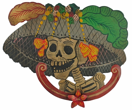 Medium Painted Tin Catrina Wall Plaque