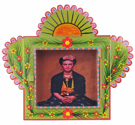 Medium Painted Tin Nicho with Frida Kahlo Print