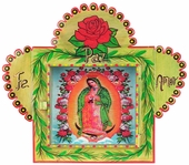 Medium Painted Tin Nicho with Our Lady of Guadalupe Print