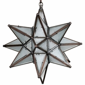 Moravian Glass Star Light Hanging Pendant - Partially Frosted - 15" Dia.