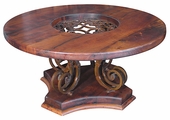 Mesquite and Iron Round Coffee Table