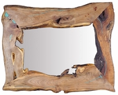 Mesquite Free Form Mirror with Turquoise Inlay